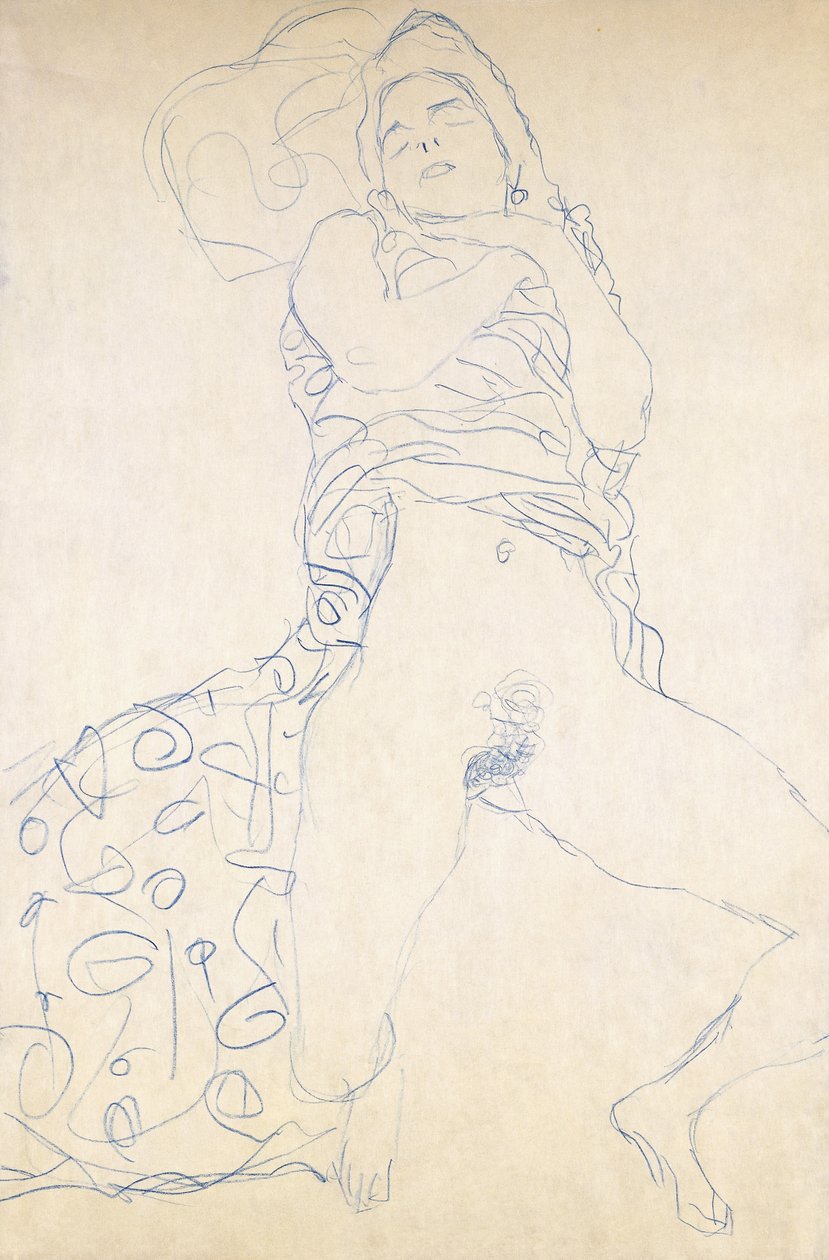 Nøgen; Halbakt, 1913 af Gustav Klimt
