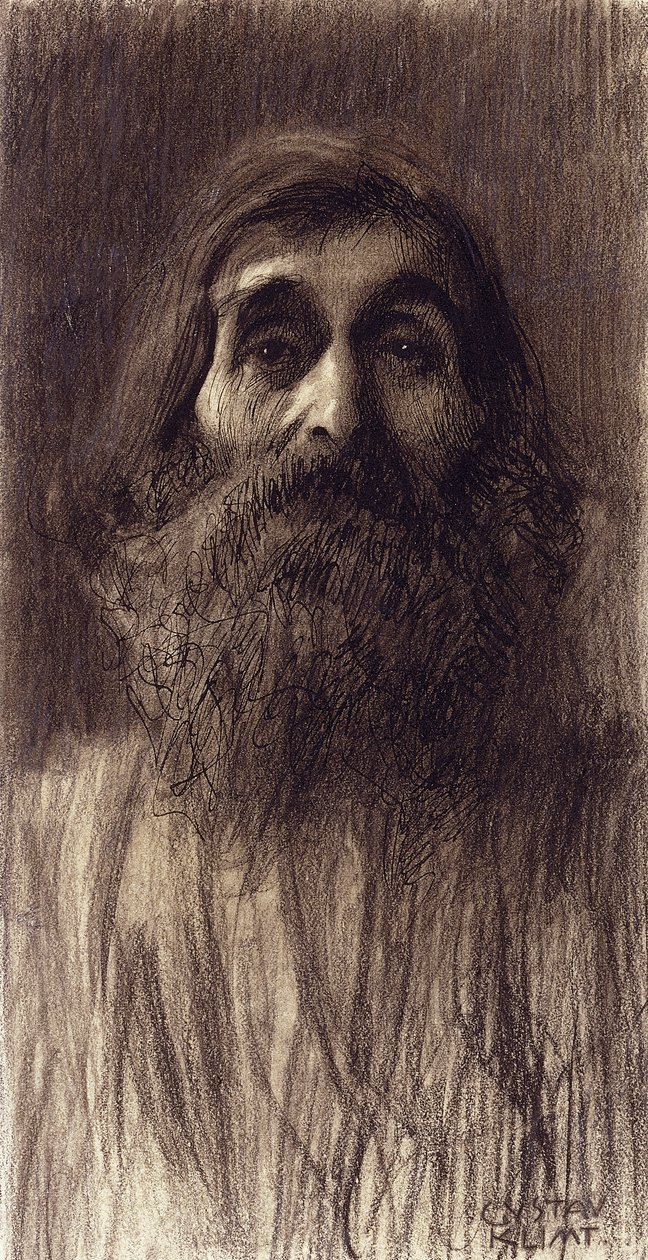 Portræt af en skægget mand; Halv-længde portræt af en Bearded Mammes, set forfra, ca. 1894 af Gustav Klimt