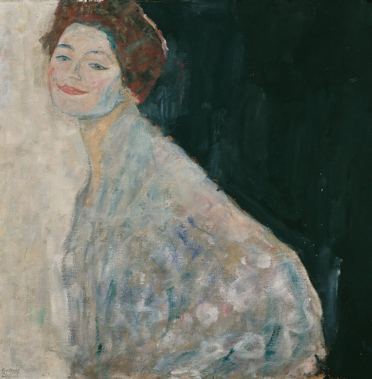 Portræt af en dame i hvid af Gustav Klimt