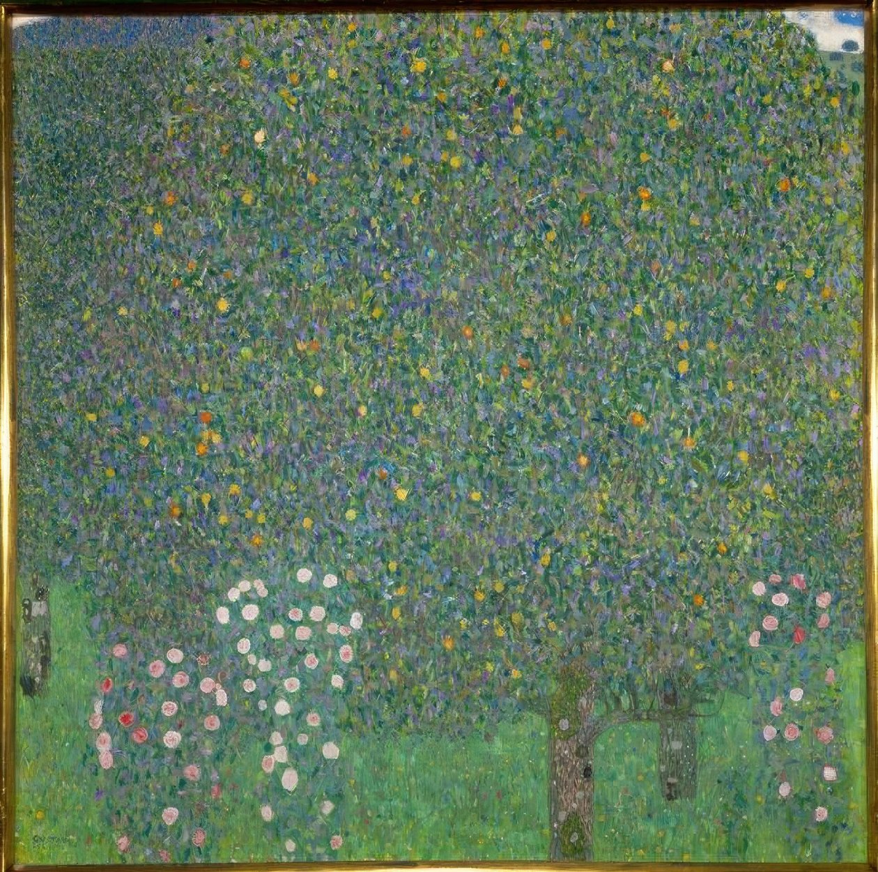 Rosenbuske under træer af Gustav Klimt