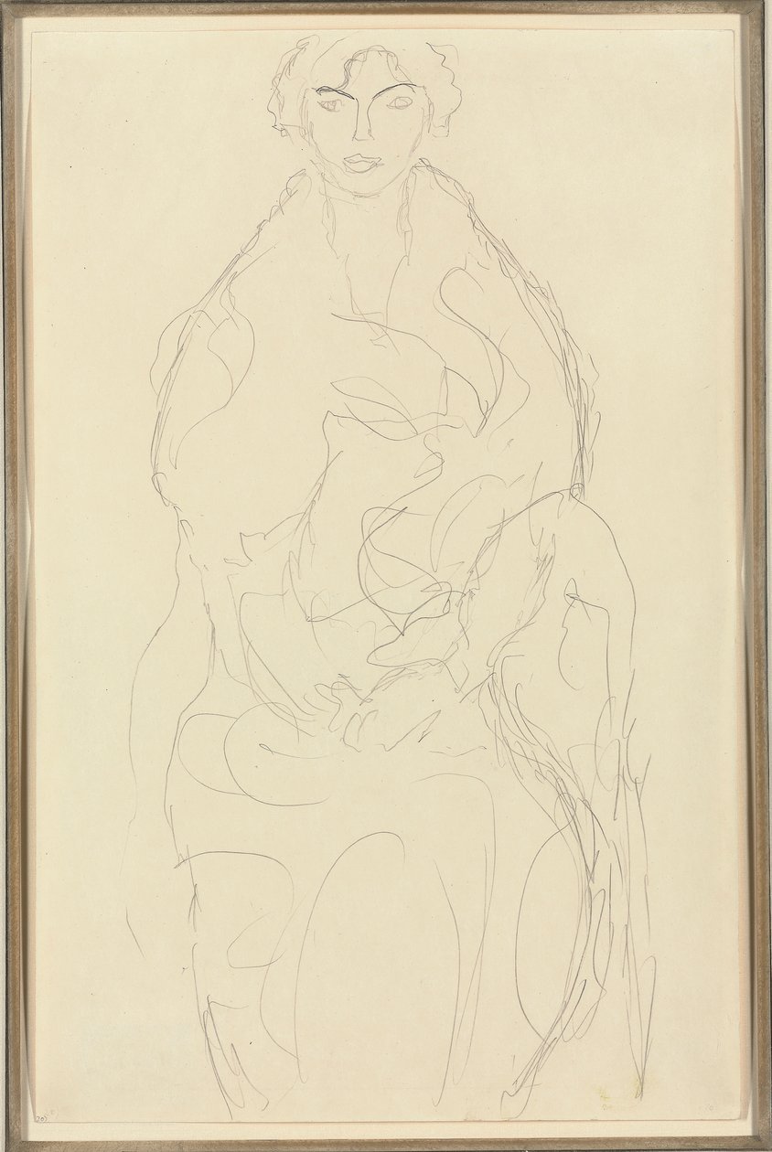 Siddende kvinde forfra, ca. 1917-18 af Gustav Klimt