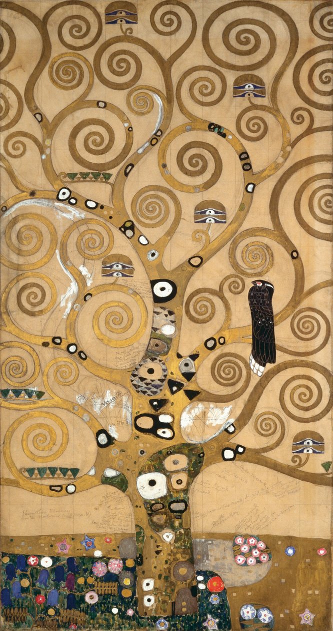 Skitser til frisen til Palais Stoclet i Bruxelles, Belgien (akvarel og blyant på papir) af Gustav Klimt