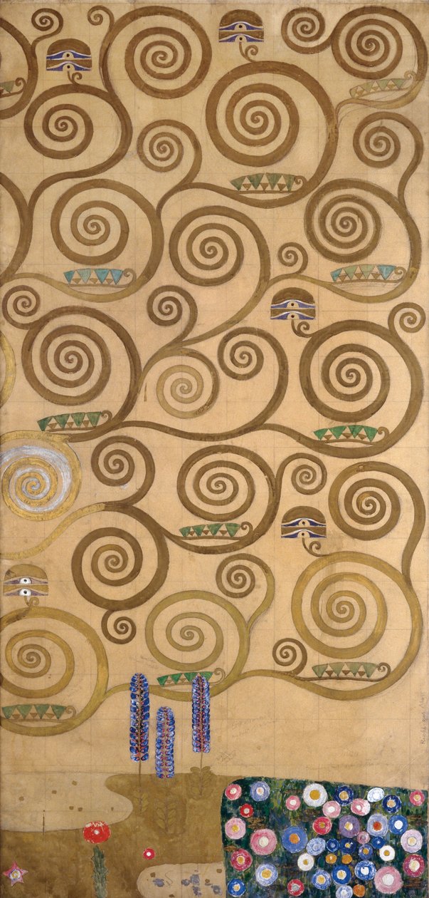 Skitser til frisen til Palais Stoclet i Bruxelles, Belgien (akvarel og blyant på papir) af Gustav Klimt