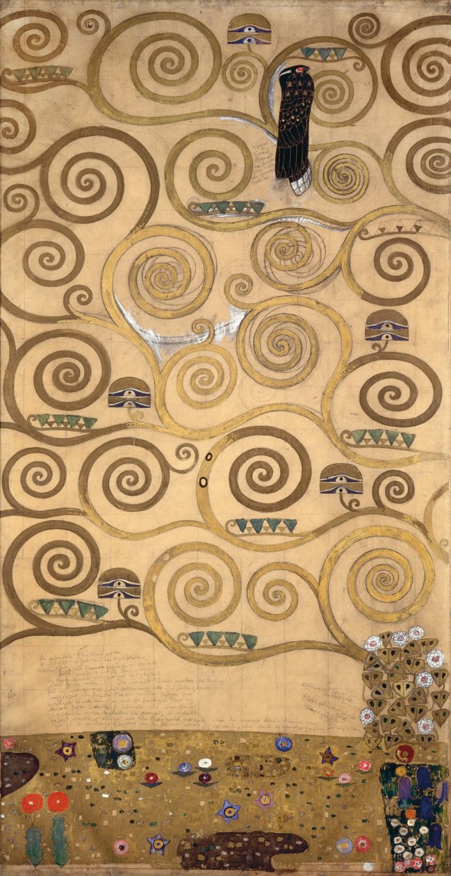 Skitser til frisen til Palais Stoclet i Bruxelles, Belgien (akvarel og blyant på papir) af Gustav Klimt