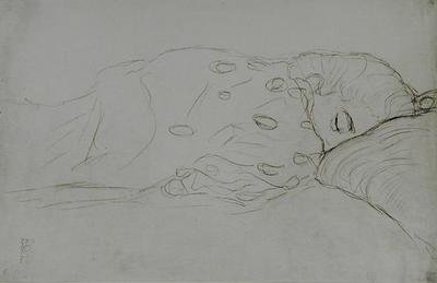 Sovende nøgen af Gustav Klimt