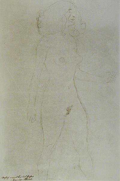 Stående nøgen (blyant på papir) (s/h foto) af Gustav Klimt