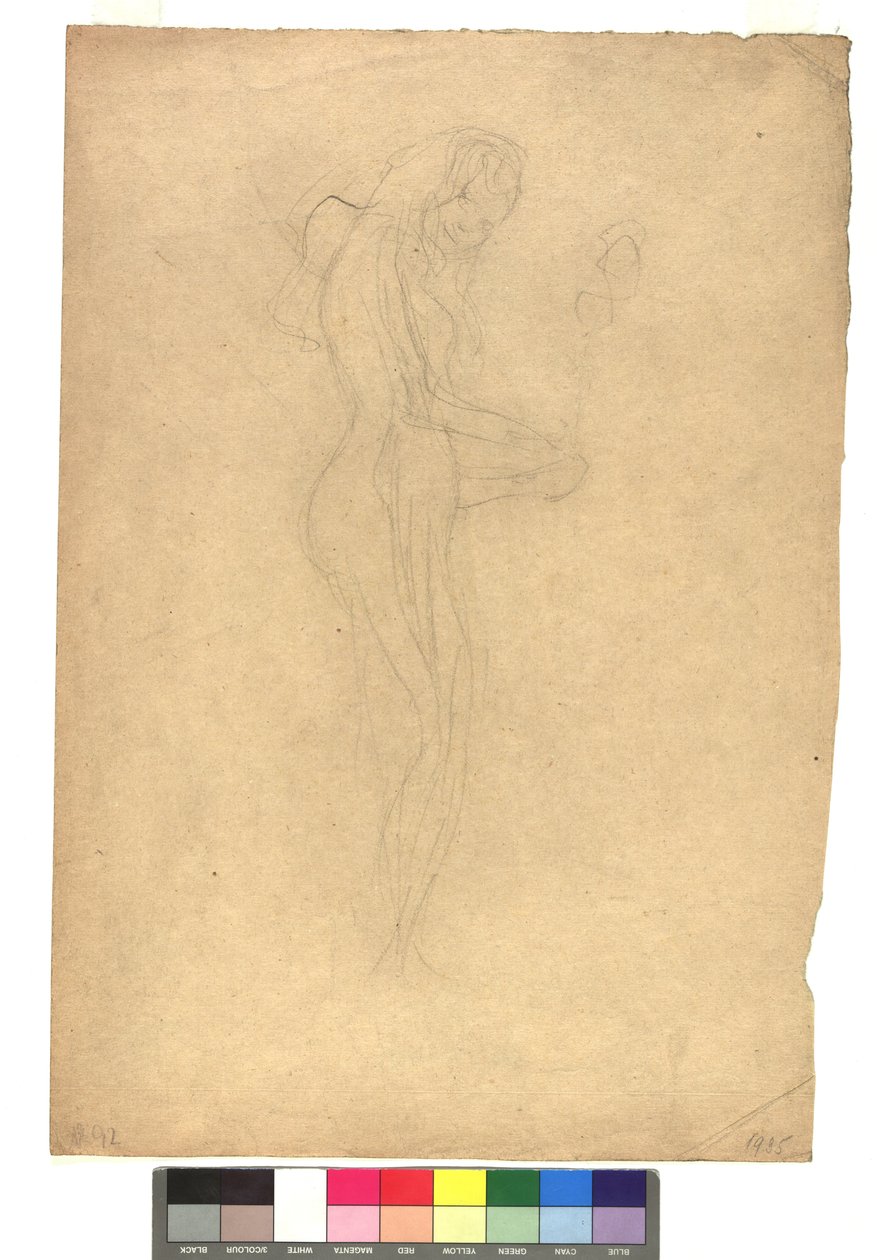 Stehender weiblicher Akt im Profil nach rechts af Gustav Klimt
