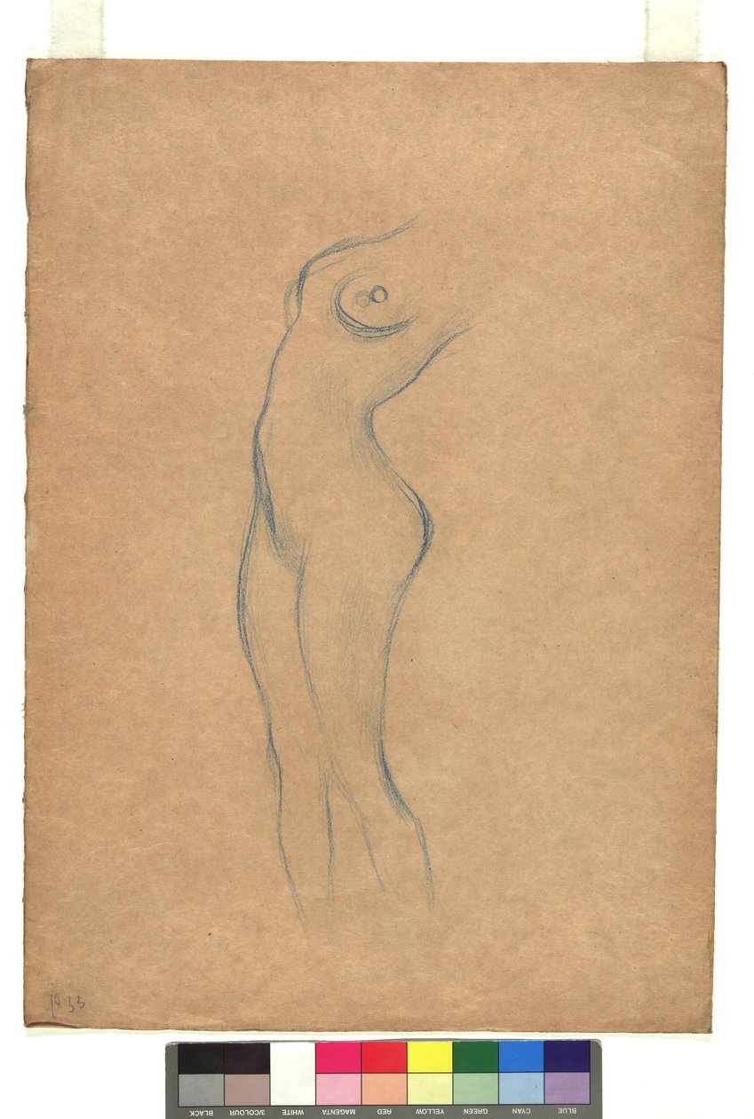 Studie zu einem stehenden weiblichen Akt nach links af Gustav Klimt