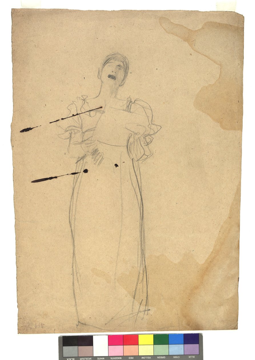 Studie zu einer stehenden Sängerin af Gustav Klimt