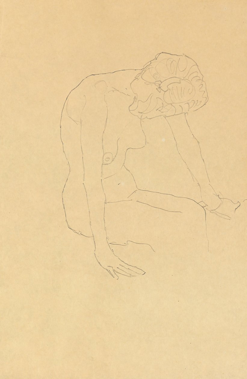 Studie af en kvindelig nøgen, ca. 1908-1909 af Gustav Klimt
