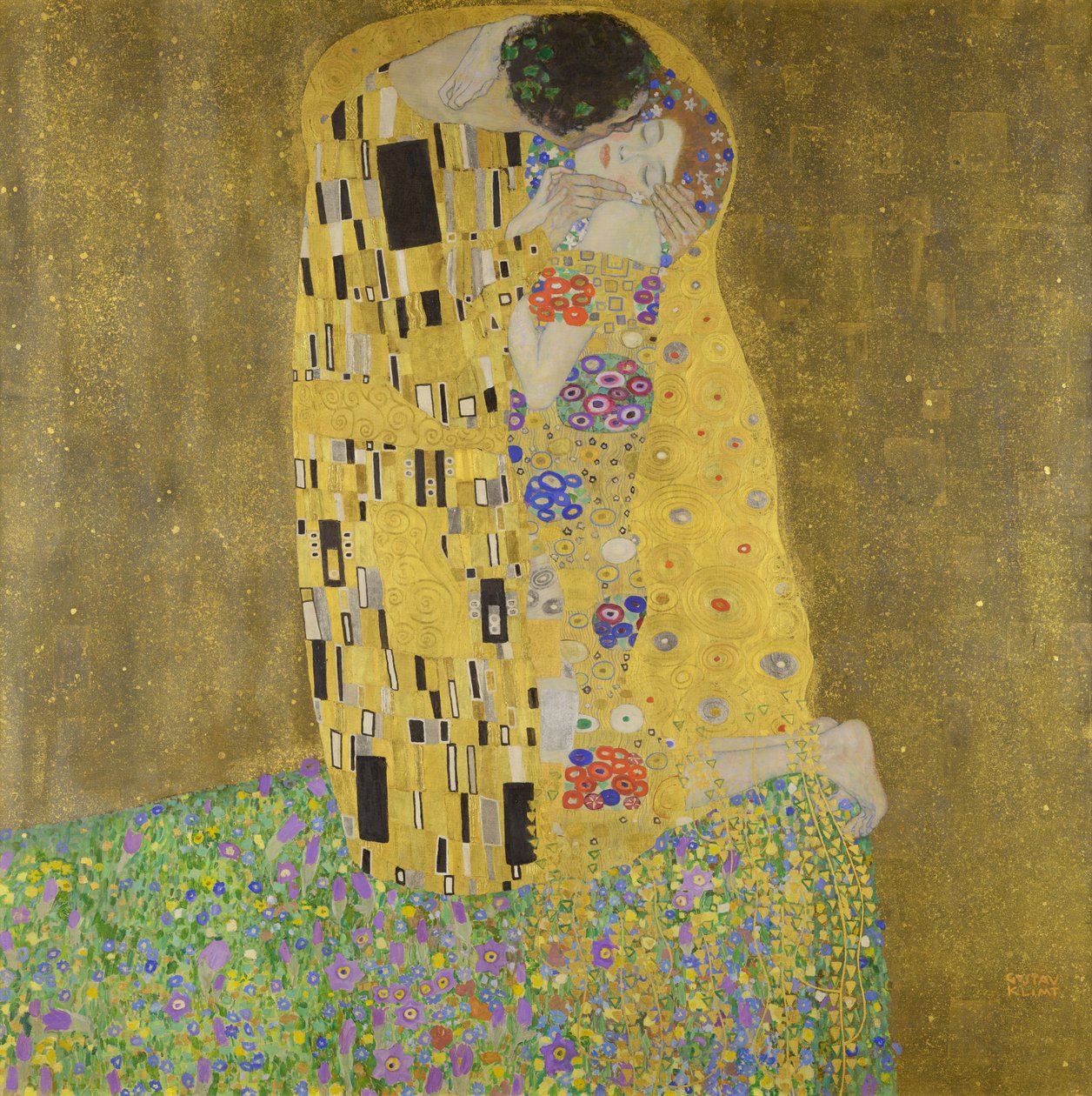 Kysset, 1907-08 af Gustav Klimt