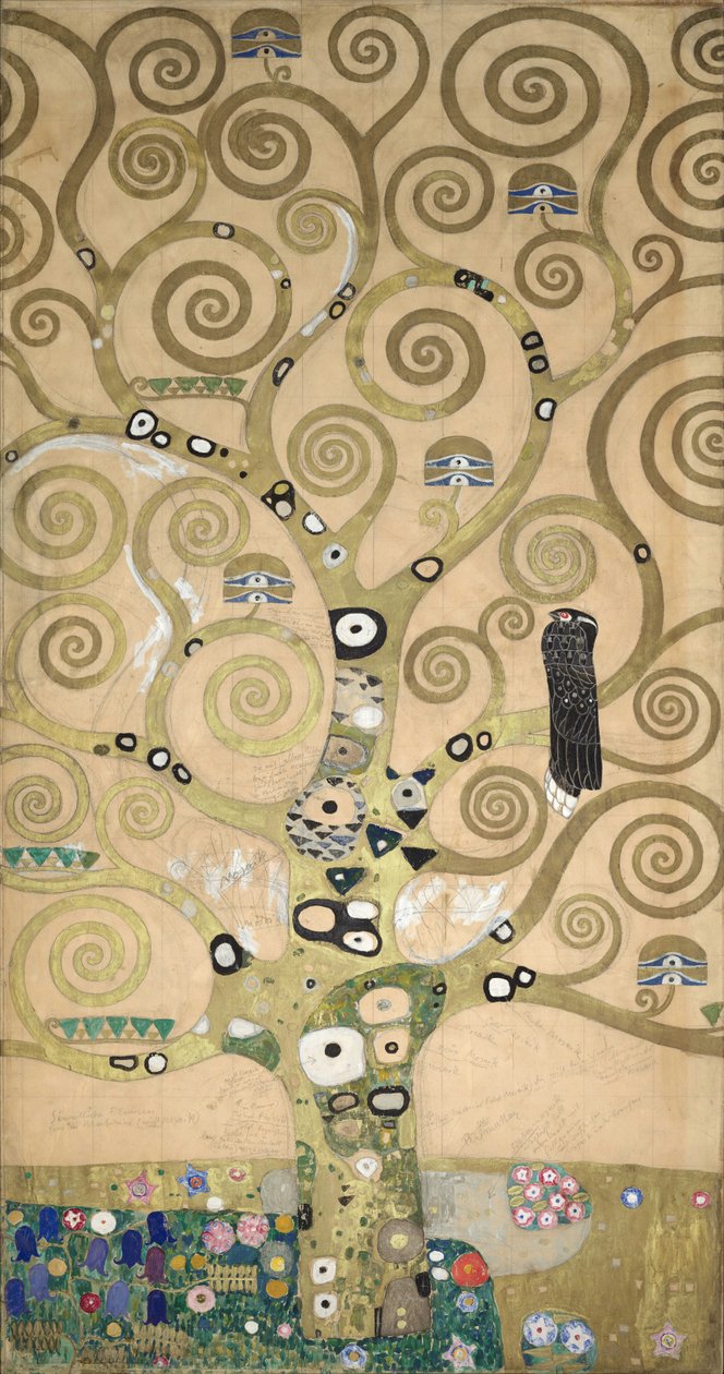 Stoclet-frisen, detalje: Livets træ, ca. 1905-09 (tempera på karton) af Gustav Klimt