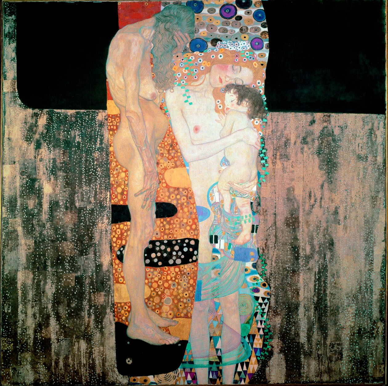 Kvindens tre aldre Maleri af Gustav Klimt (1862-1918) 1905 Dim. 180x180 cm Rom, Galleria Nazionale d