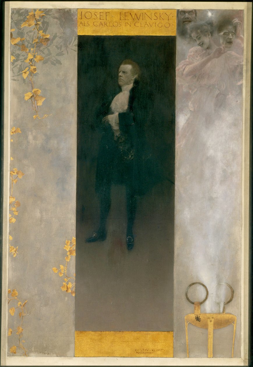 Skuespilleren Josef Lewinsky som Carlos i Goethes "Clavigo" af Gustav Klimt