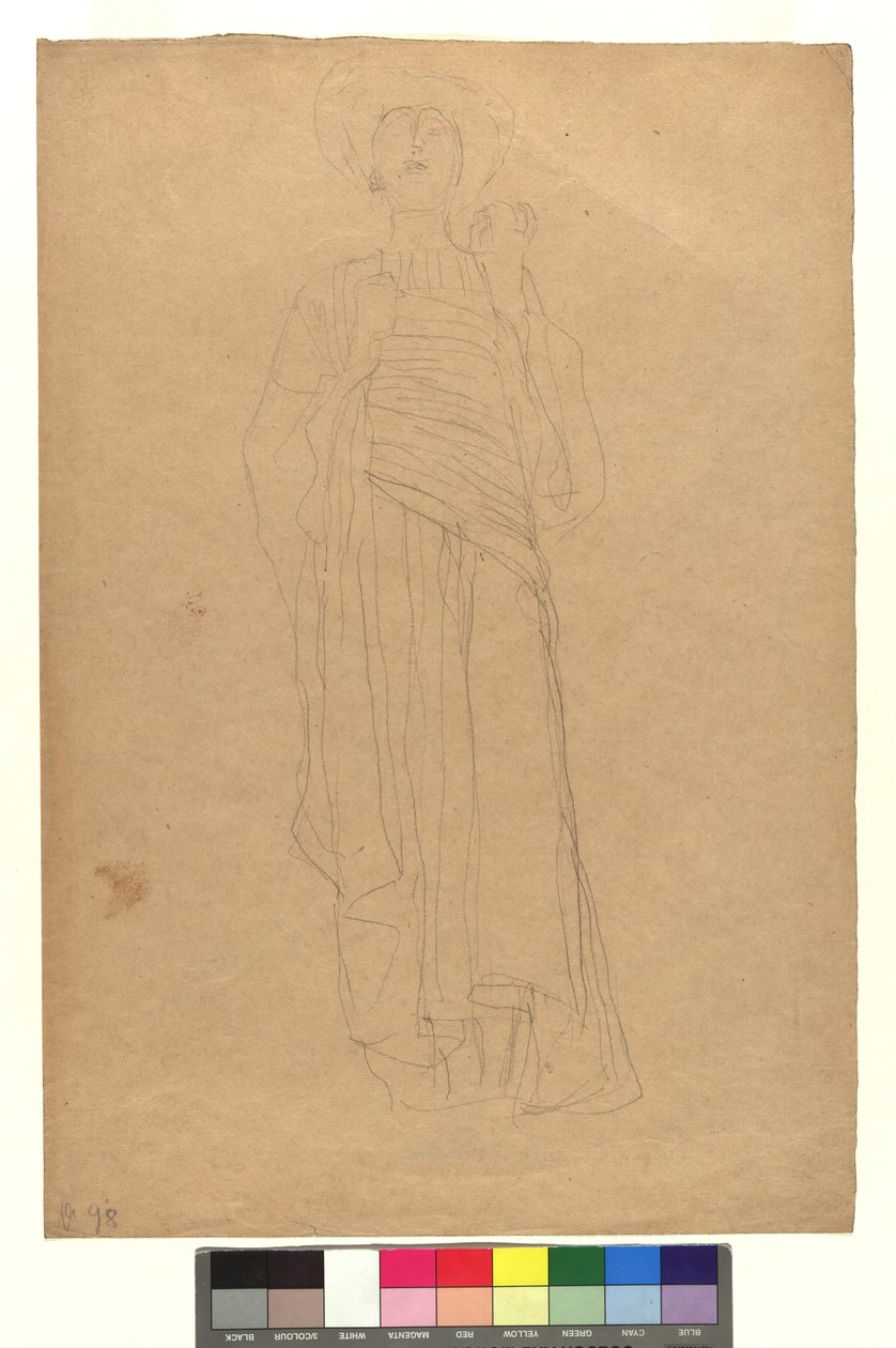 Weibliche Gestalt in langem drapierten Gewand af Gustav Klimt