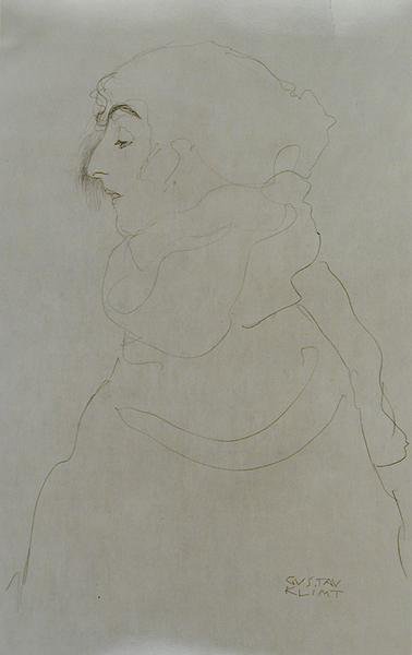 Kvinde i profil, ca. 1904-06 (blyant på papir) (s/h foto) af Gustav Klimt