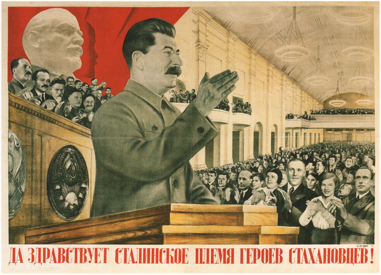 Længe leve Stalins generation af Stakhanov-helte!, 1936 af Gustav Klutsis