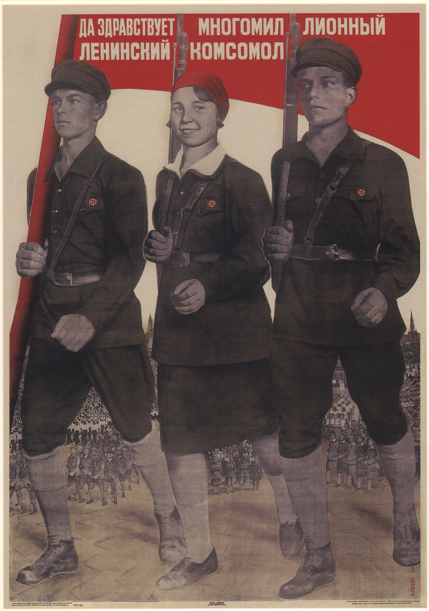 Længe leve Leninist Komsomol med mange millioner medlemmer, 1932 af Gustav Klutsis