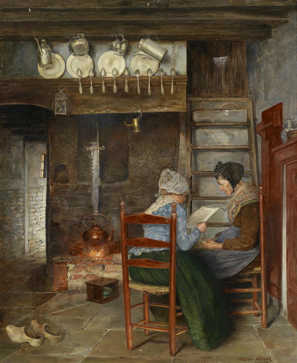 Interieurszene af Gustav Köhler