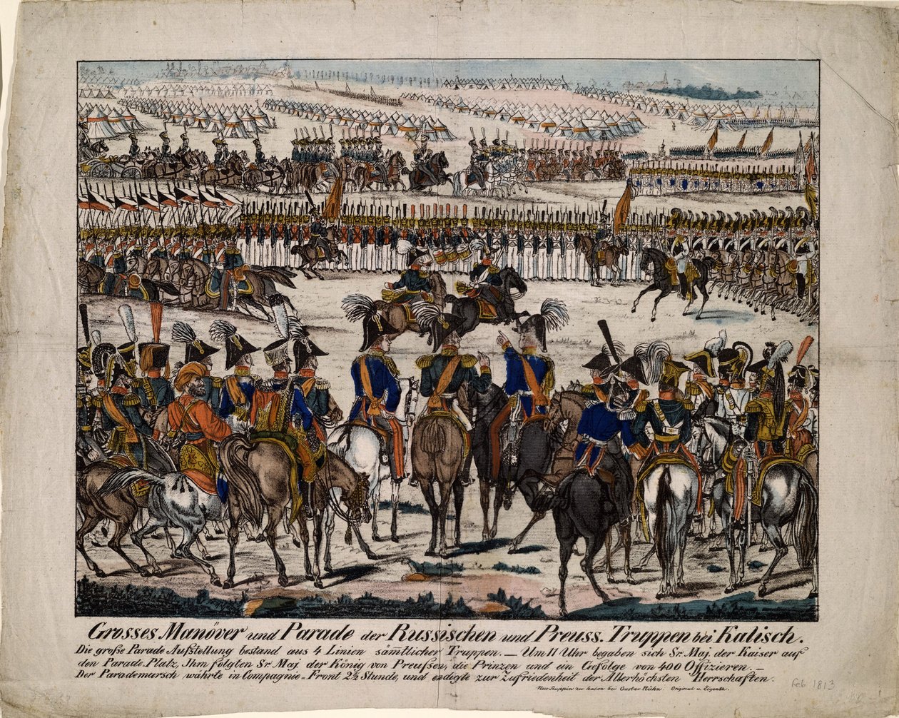 Russisk-preussisk parade i Kalisz 1835, ca. 1850 af Gustav Kühn