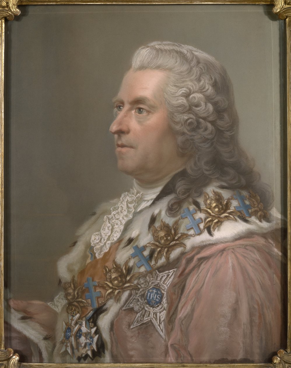 Portræt af grev Carl Gustaf Tessin (1695-1770), af Lundberg, Gustaf (1695-1786). Pastel på papir af Gustav Lundberg