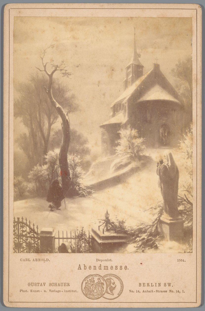Fotogengivelse af maleriet Abendmesse af Carl Arnold Abendmesse (titel på objekt) af Gustav Schauer