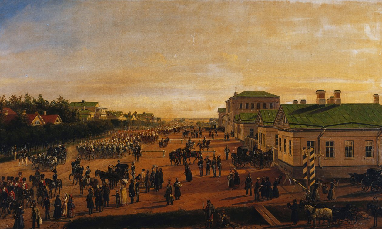 Zar Nicholas vender tilbage fra en militærparade i Krasnoe Selo, 1848 af Gustav Schwarz