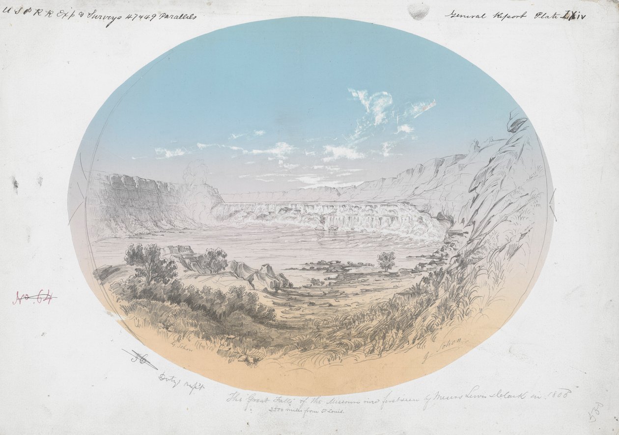 Great Falls af Missouri-floden af Gustav Sohon