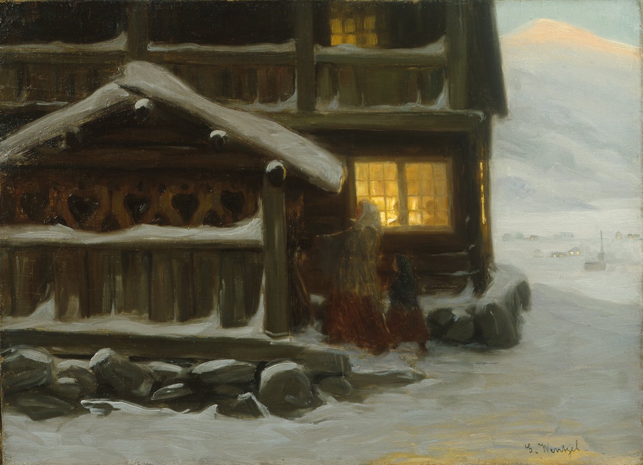 Julegæster (olie på lærred) af Gustav Wentzel