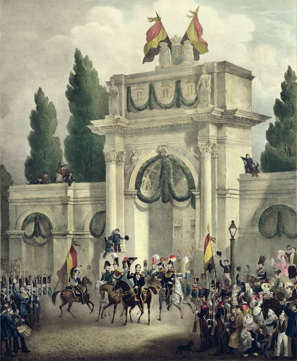 Prins Leopold af Saxe-Cobourg-Gotha (1790-1865) indtog i Bruxelles, 21. juli 1831 af Gustave Adolphe Simoneau