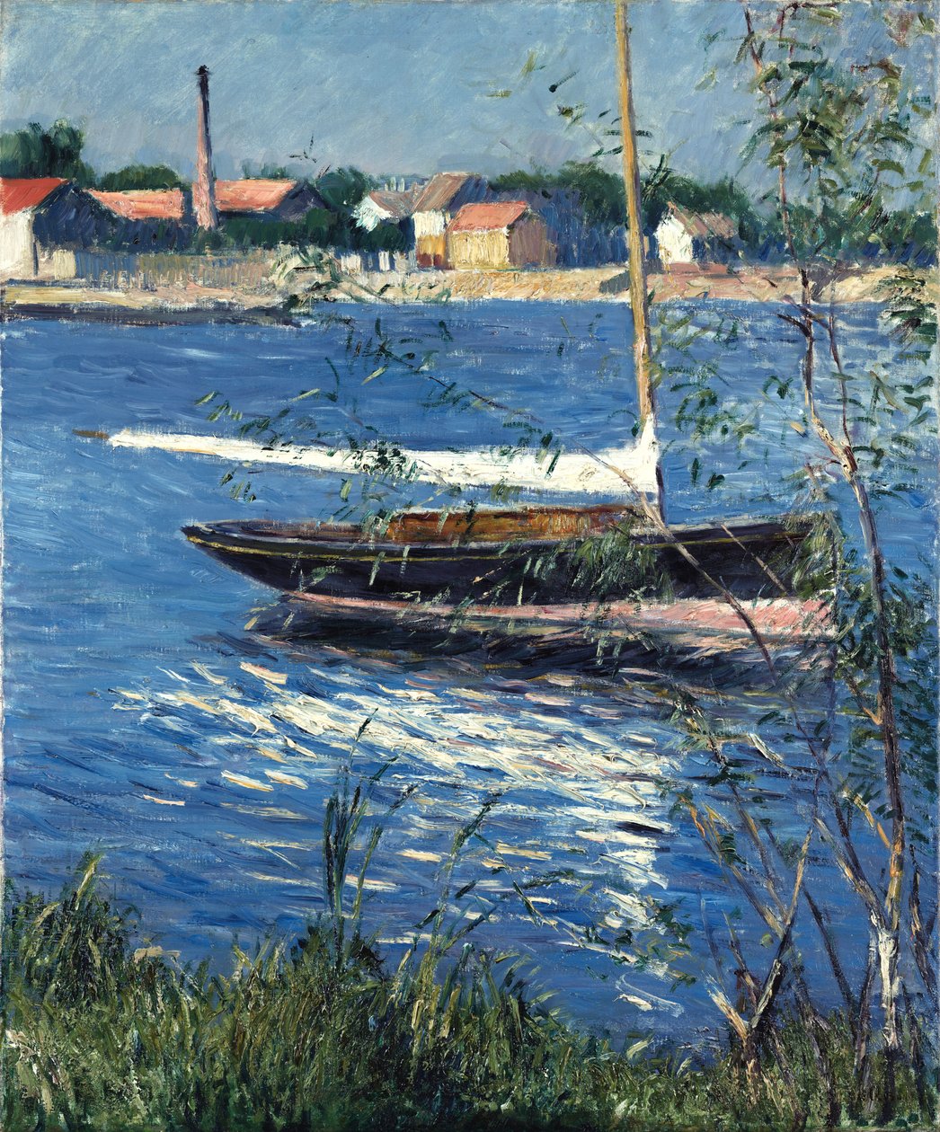 Båd fortøjet på Seinen ved Argenteuil af Gustave Caillebotte