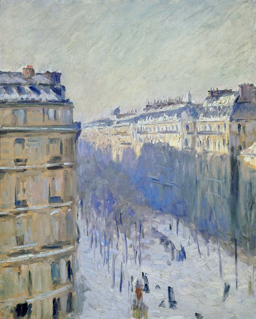 Boulevard Haussmann, sneeffekt (Flers) af Gustave Caillebotte