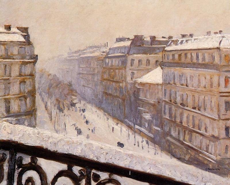 Boulevard Haussmann, sneeffekt af Gustave Caillebotte