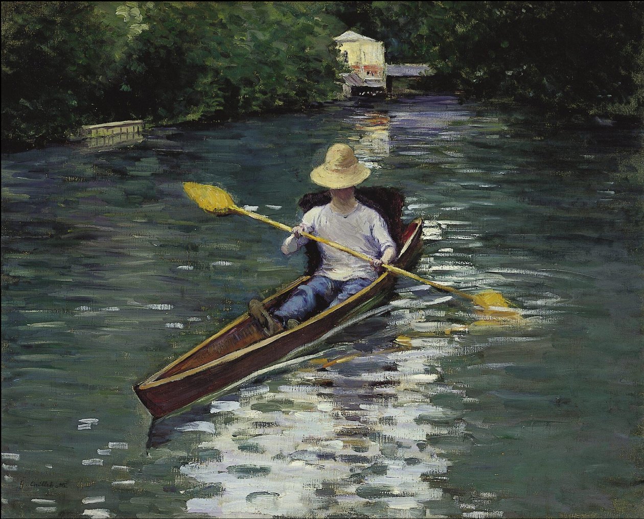 Kanosejlads på Yerres -floden af Gustave Caillebotte