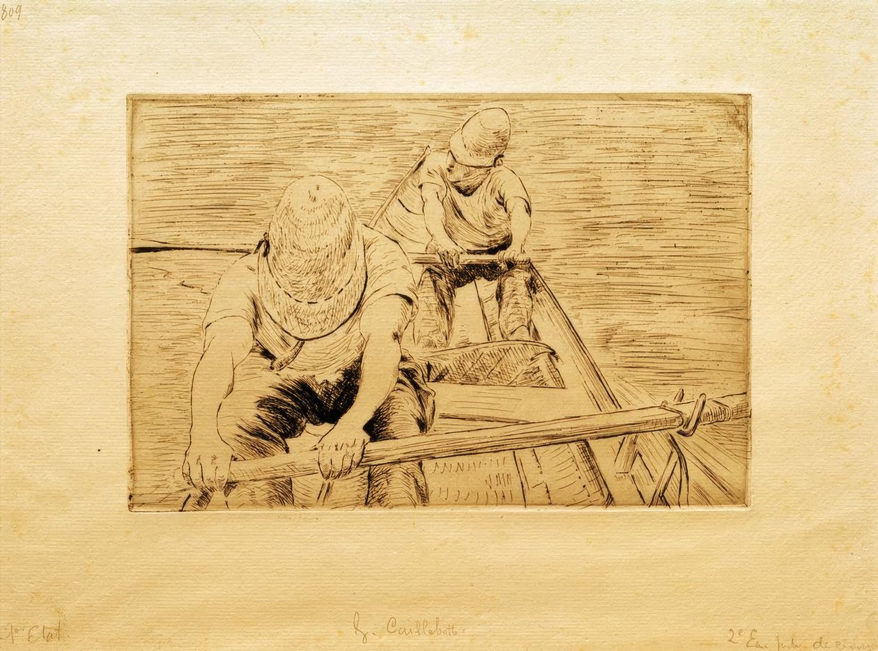 Kanoister roer på Yerres af Gustave Caillebotte