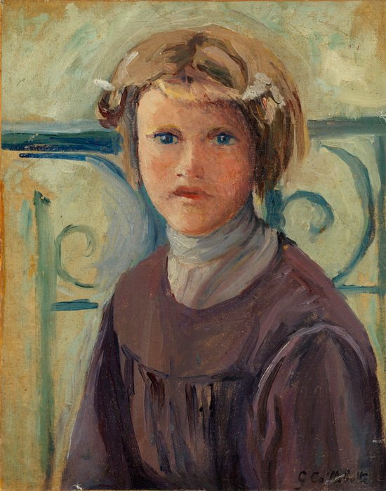 Lille pige på altanen af Gustave Caillebotte