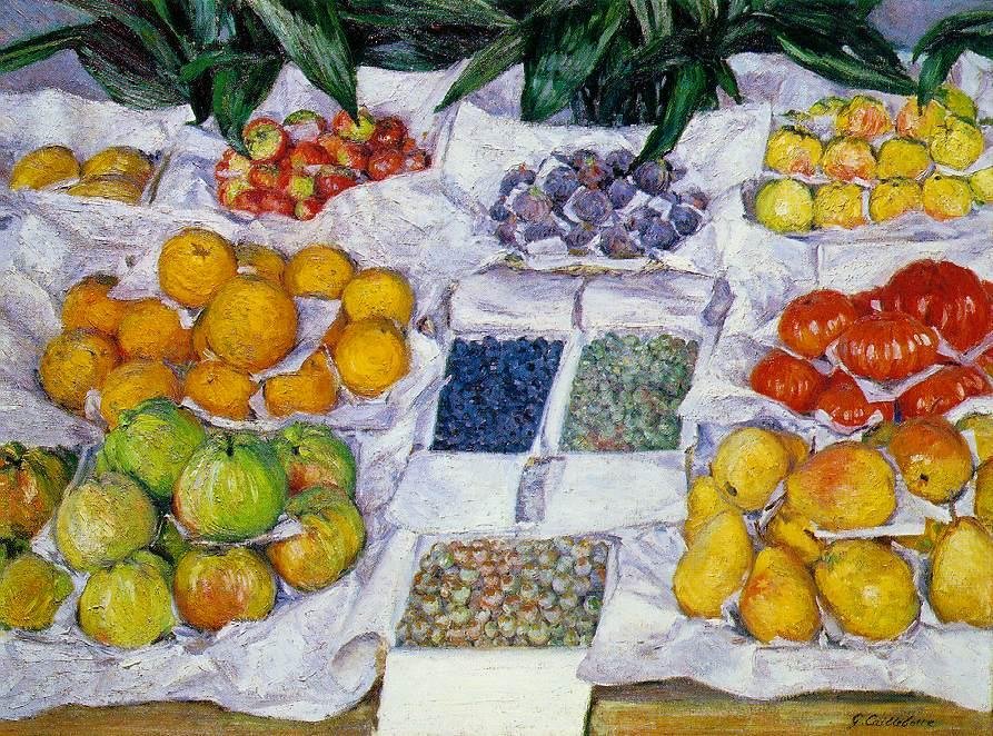 Frugt på et display af Gustave Caillebotte
