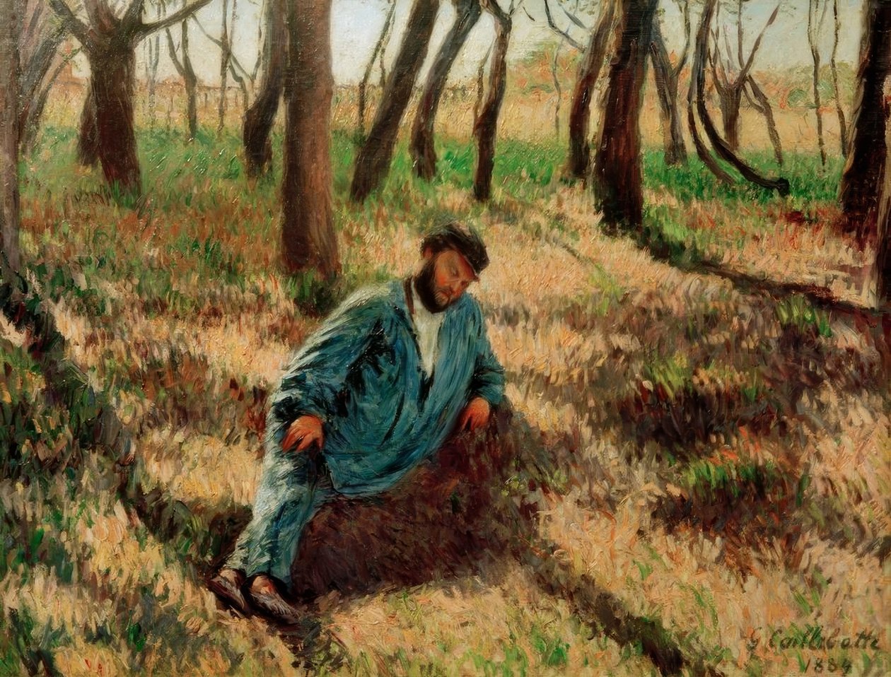 Fader Magloire liggende i en skov af Gustave Caillebotte