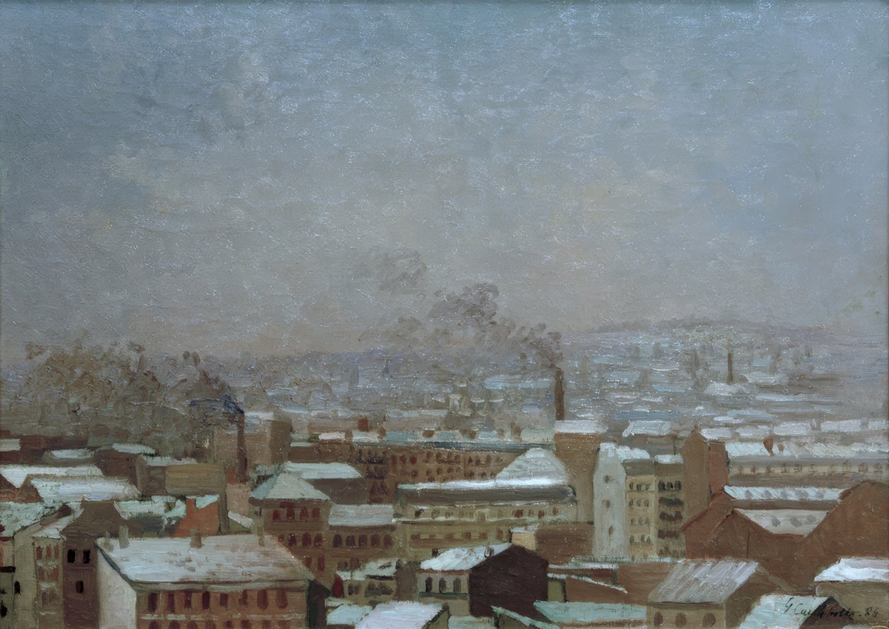 Paris under sneen af Gustave Caillebotte