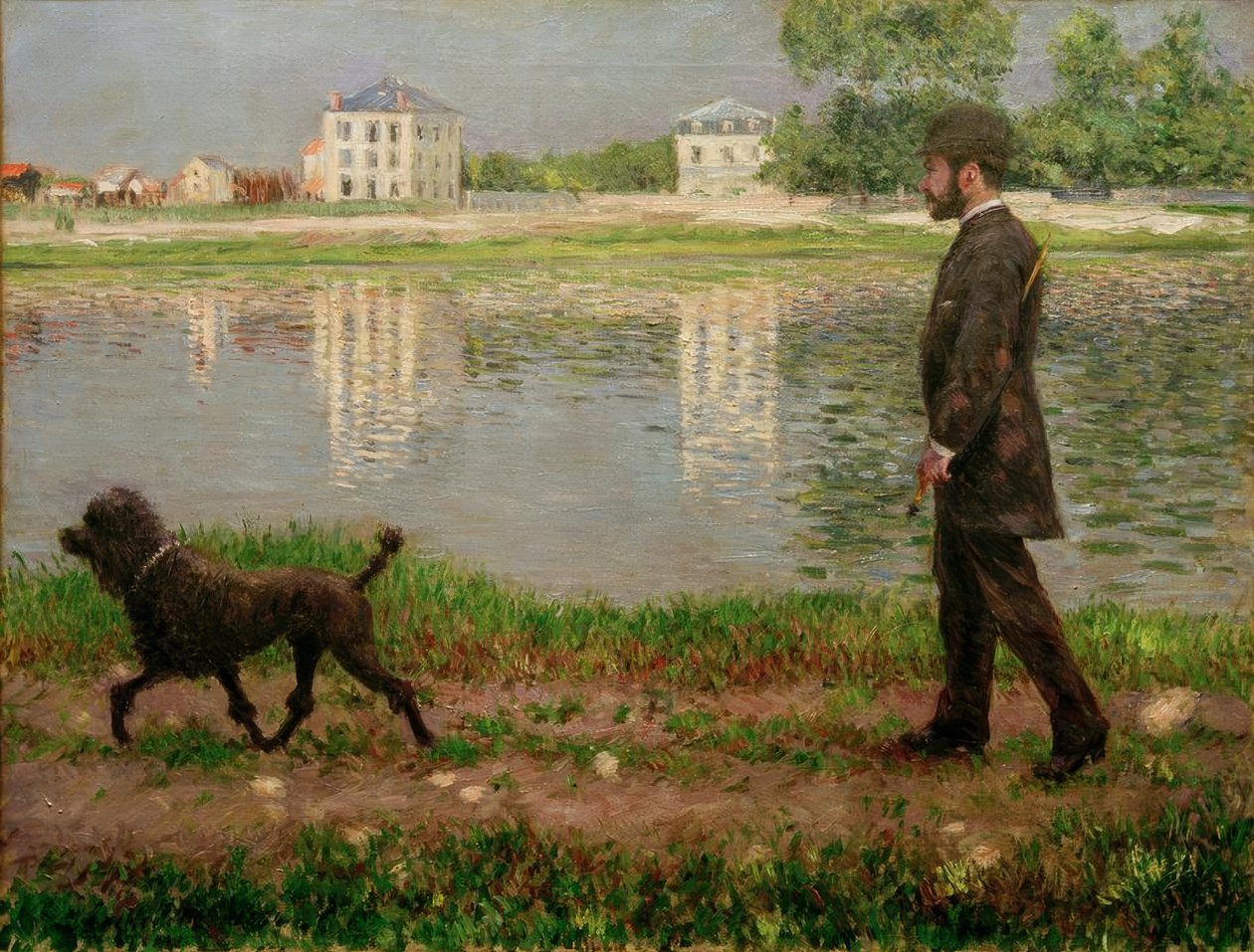 Richard Gallo og hans hund Dick på Petit Gennevilliers af Gustave Caillebotte