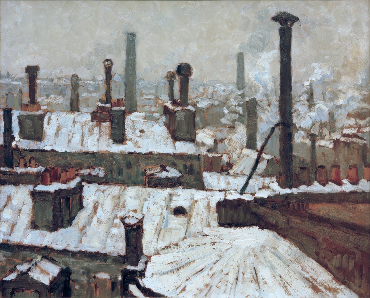 Snedækkede tage af Gustave Caillebotte