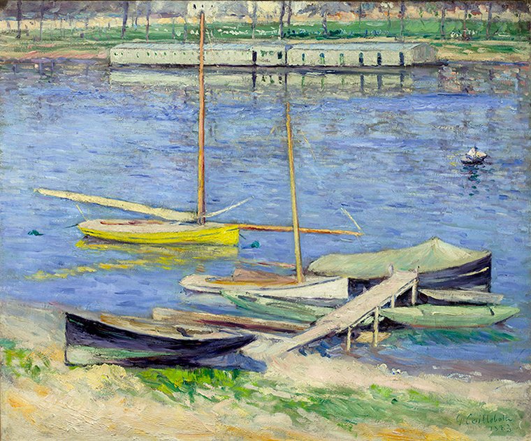 Sejlbåde ved Anchorage på Seinen, i Argenteuil (Berhaut 272) af Gustave Caillebotte