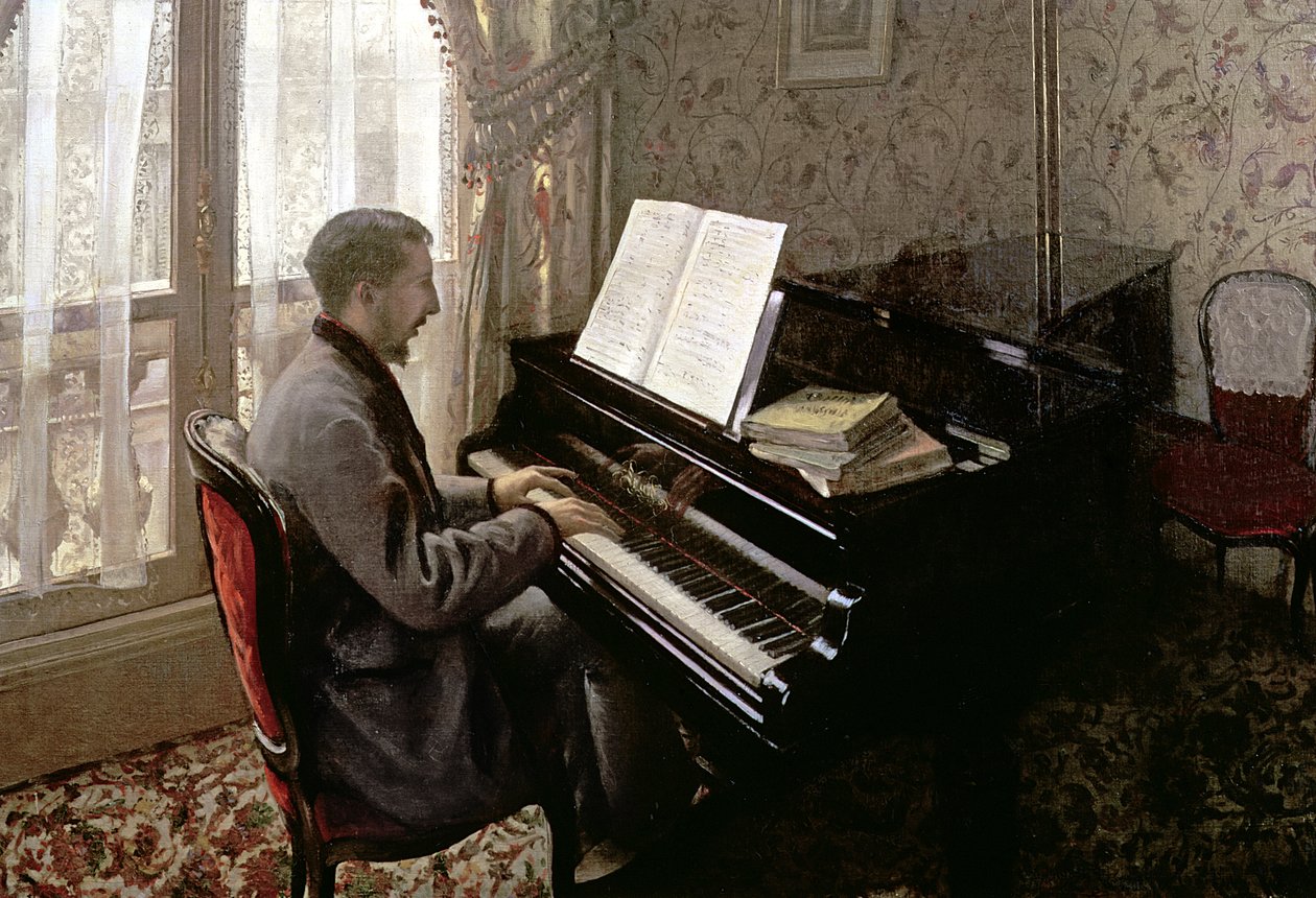 Ung mand spiller klaver, 1876 af Gustave Caillebotte