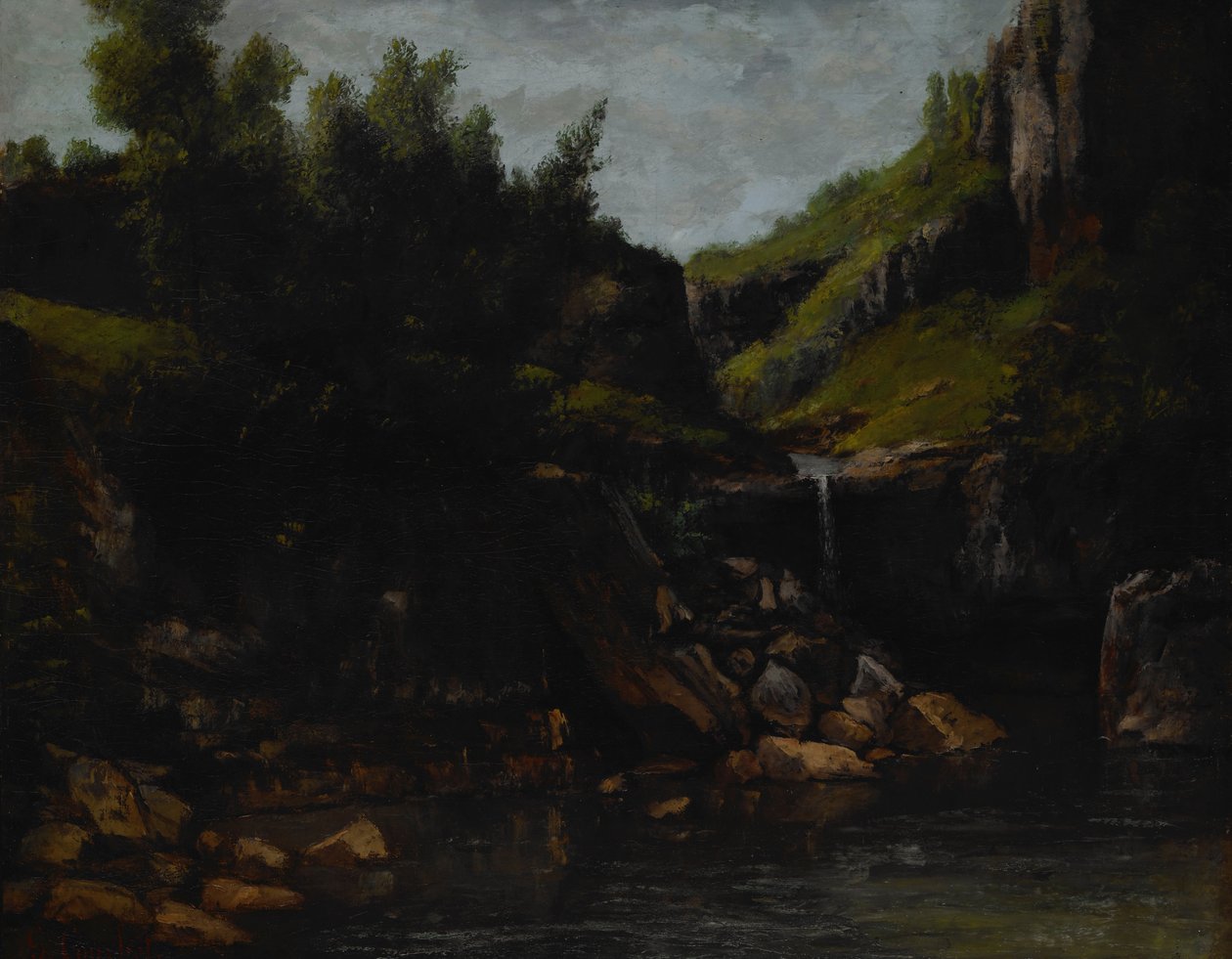 Kaskade i et stenet landskab af Gustave Courbet