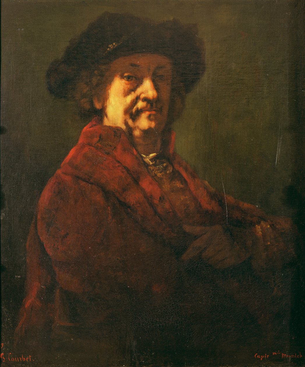 Kopi af et Rembrandt-selvportræt, 1869 af Gustave Courbet