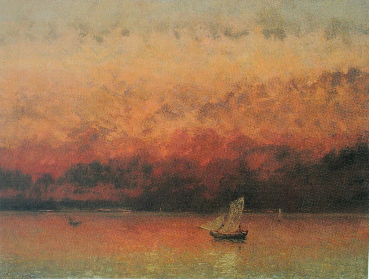Genevesøen ved solnedgang af Gustave Courbet