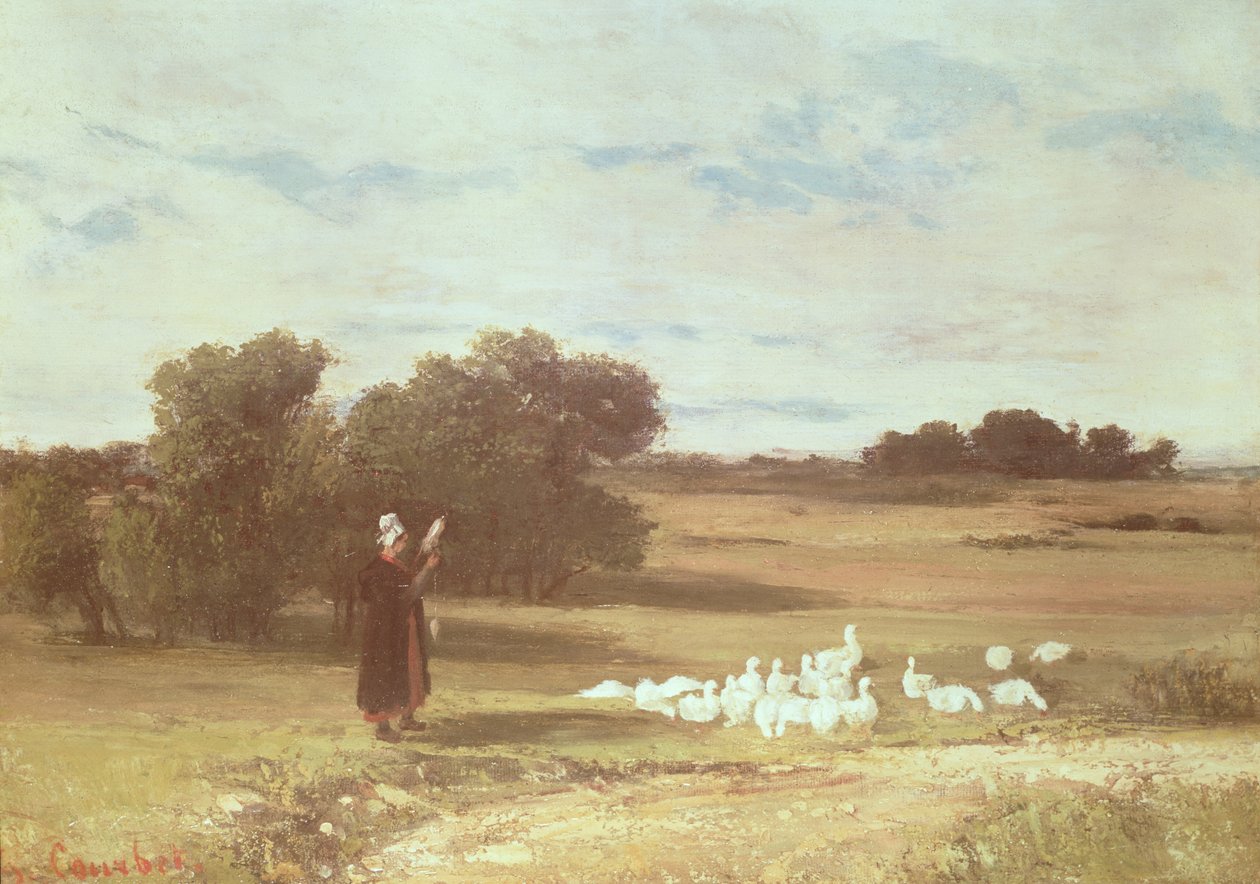 Pige med gæs af Gustave Courbet