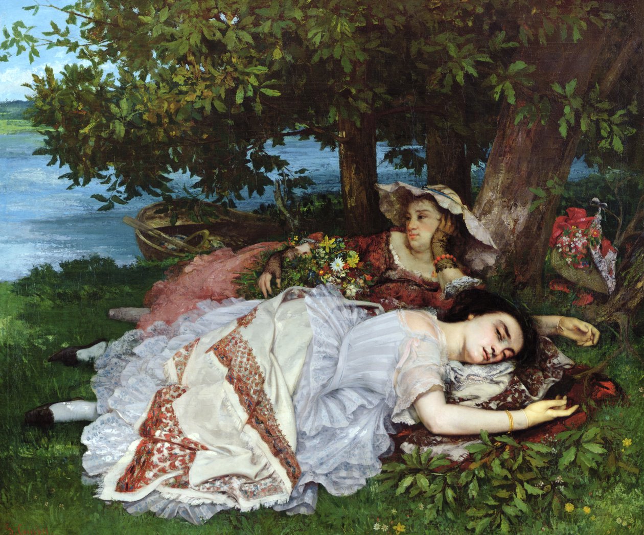 Piger på bredden af Seinen, 1856-57 af Gustave Courbet