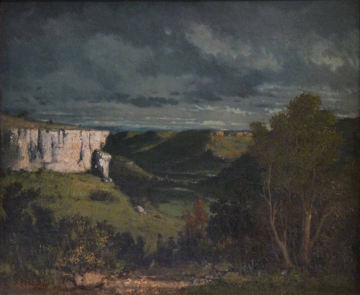Loue -dalen ved stormfuld himmel af Gustave Courbet