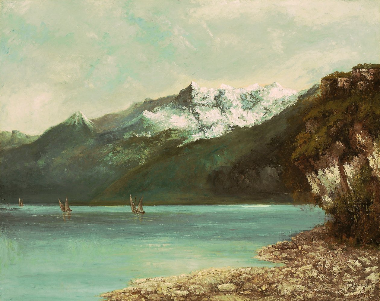 Genevesøen og Dents du Midi, 1877 af Gustave Courbet
